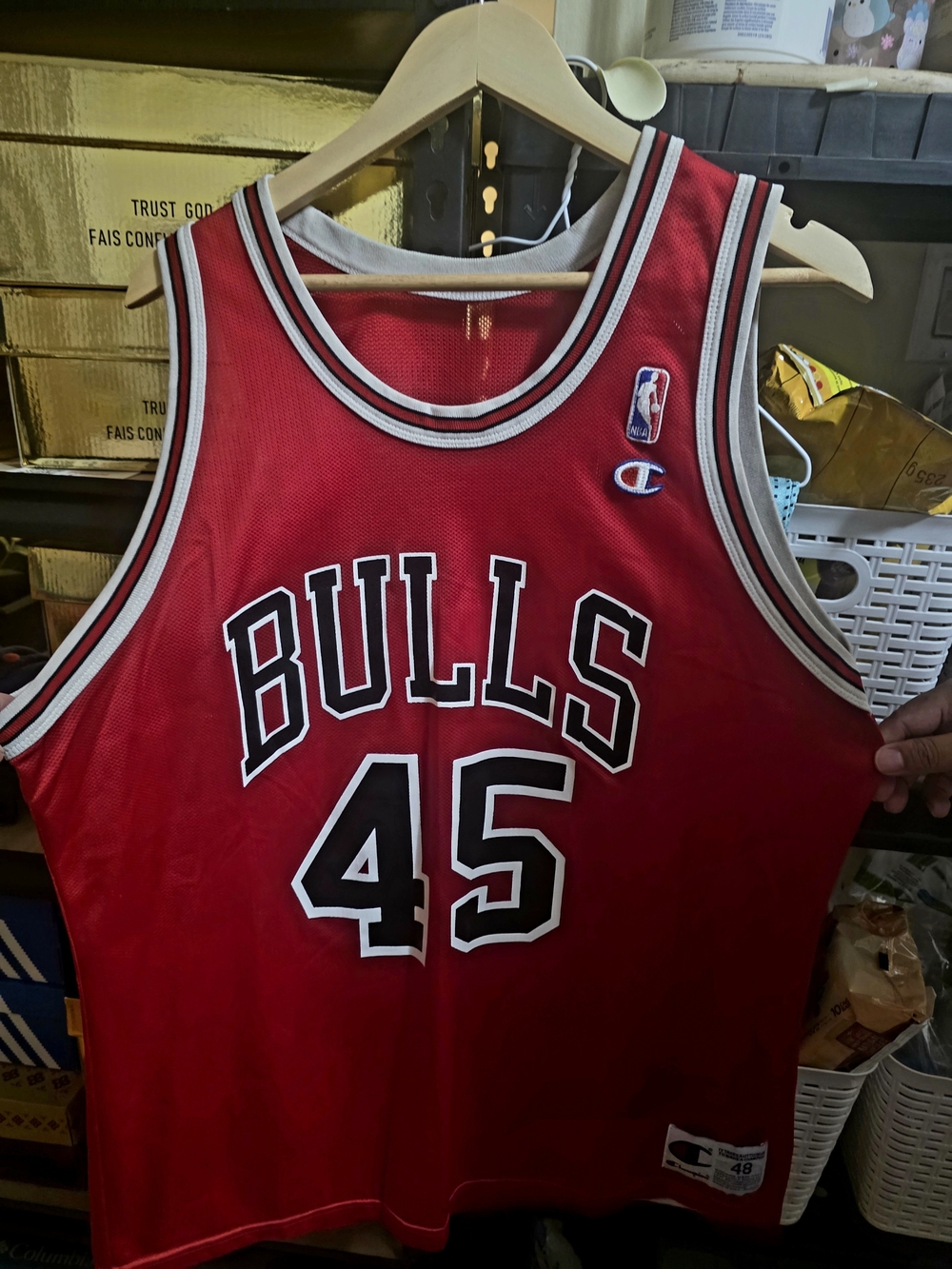 Champion Red Bulls #45 Basketball Jersey with Black & White Trim